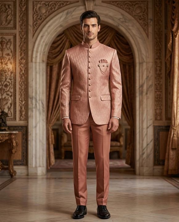 Peach bandhgala sherwani — Sherwanis